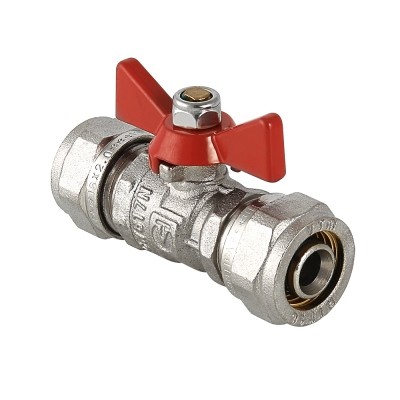Кран шаровой 16 х 16 бабочка для металло-пластиковых труб Valtec VT.343.N.1616 Кран шаровой 16 х 16 бабочка для металло-пластиковых труб Valtec VT.343.N.1616
