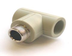 Тройник комбинированный PPRC ф32мм x 1" НР (20/40) белый Тройник комбинированный PPRC ф32мм x 1" НР (20/40) белый