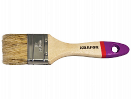 Кисть плоская KRAFOR 1"/25мм светлая натуральная щетина 004-0010/49211 Кисть плоская KRAFOR 1"/25мм светлая натуральная щетина 004-0010/49211